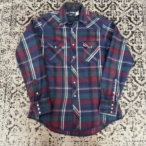 Vintage Wrangler Shirt Mens Plaid Pearl Snap Western Cowboy 90's 16 1/2-36